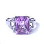 Emerald Cut Pink Sapphire Ring in 14kt White Gold 