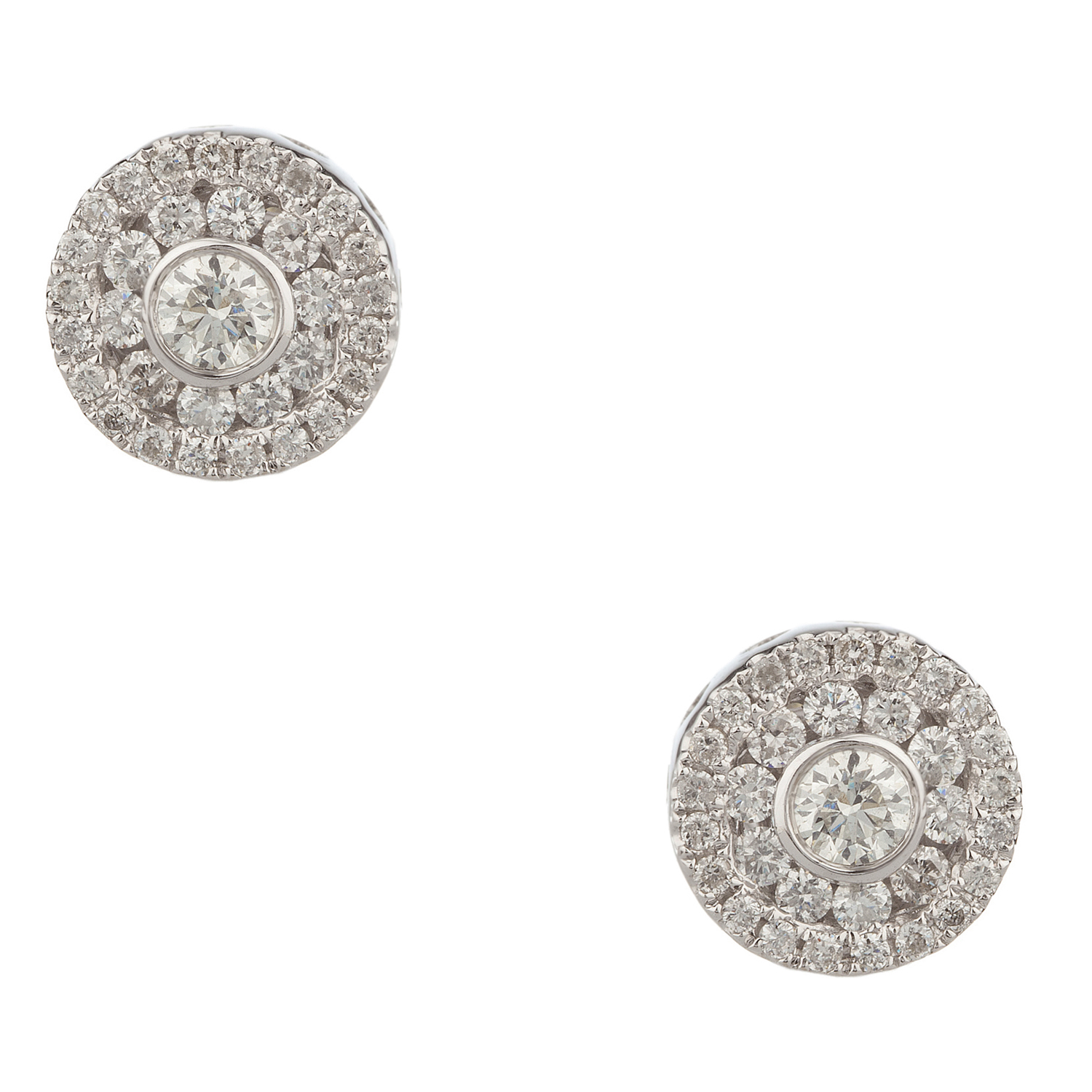 Diamond Cluster Stud Earrings in 14kt White Gold